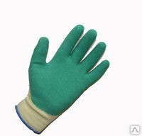 Перчатки с латексным покрытием рабочие арт. П6 (облив одинарный, зеленый) - продажа оптом от производителя "Промтекстиль-Урал"
