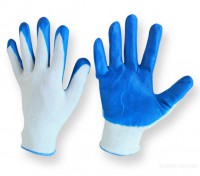 Перчатки с легким нитриловым покрытием арт.П2/1 (цвет синие, оранжевые) - продажа оптом от производителя "Промтекстиль-Урал"